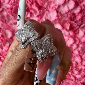 Sterling Silver Diamond-Style Floral Statement Earrings - Silver